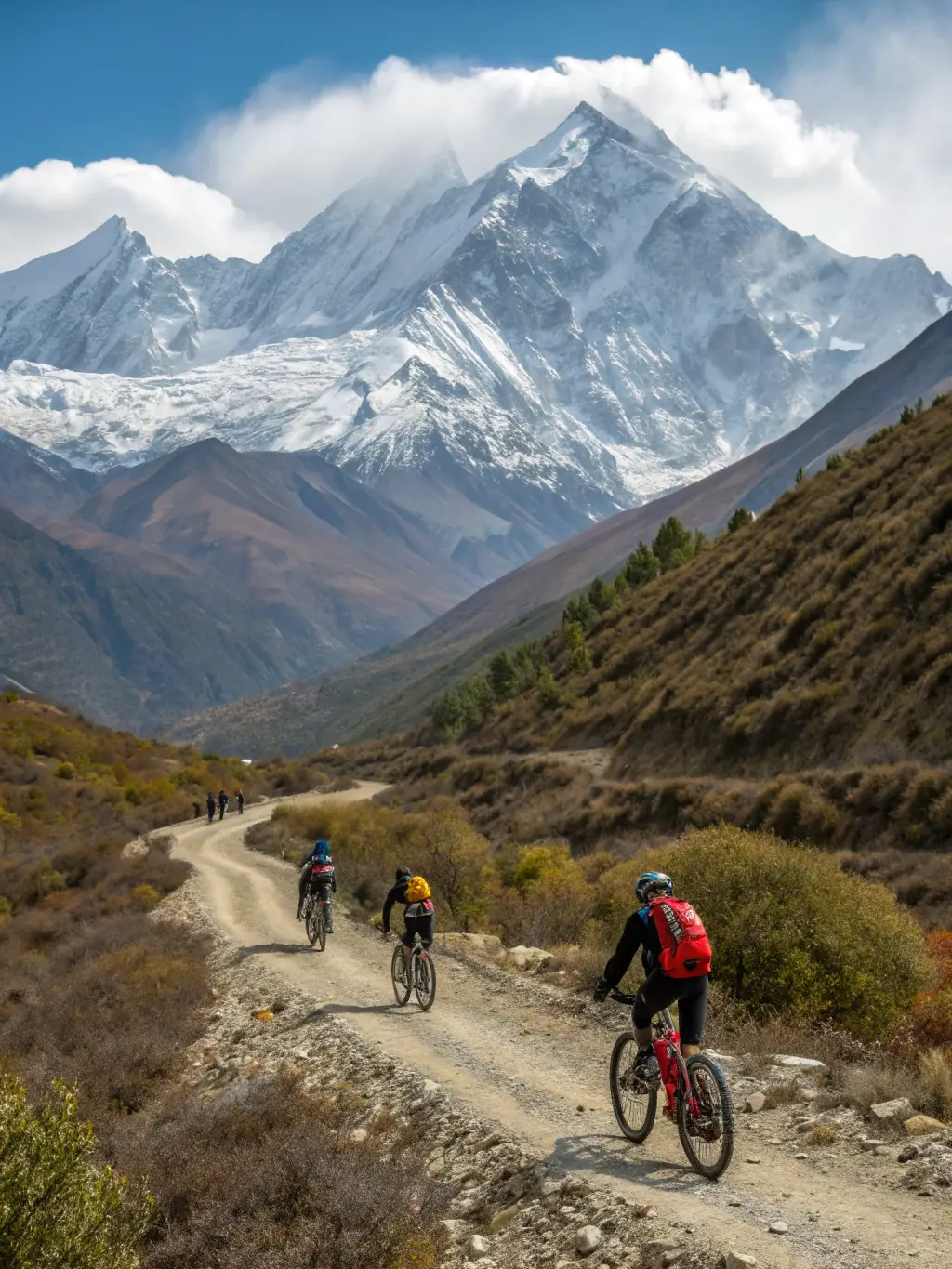 A group of young cyclists participating in a mountain biking skills workshop, focusing on navigating a rocky trail, demonstrating the academy's commitment to practical training.